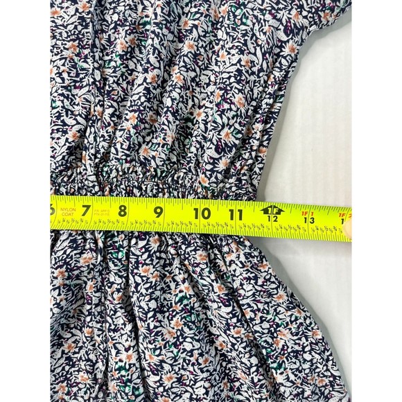 Indigo Rose Floral Midi Dress Long Sleeve Tie Front Layered Elastic Waist Sz S - Picture 15 of 16